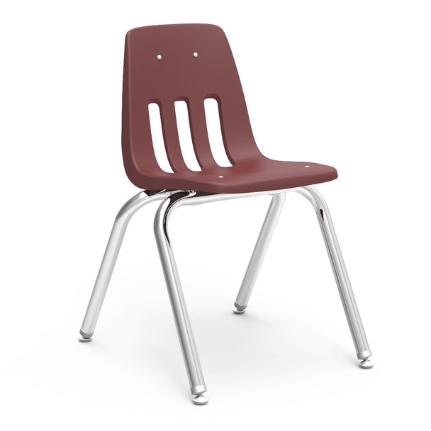 Virco 9000 Series 16" Chair, Wine Seat, Chrome Frame