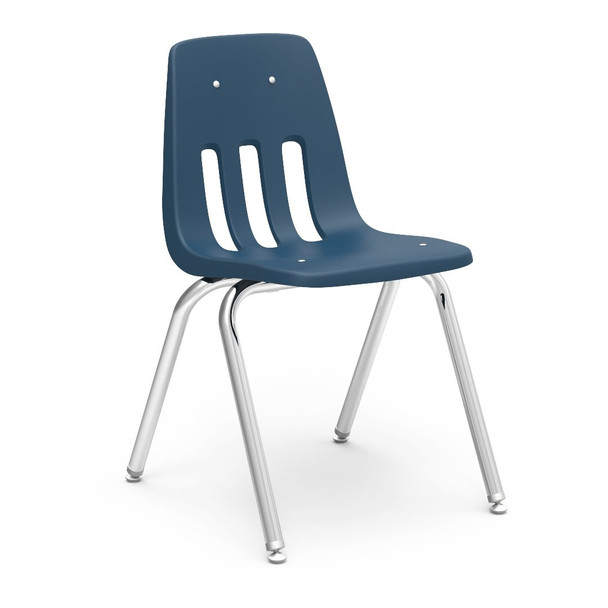 Virco 9000 Series 18" Chair, Navy Seat, Chrome Frame