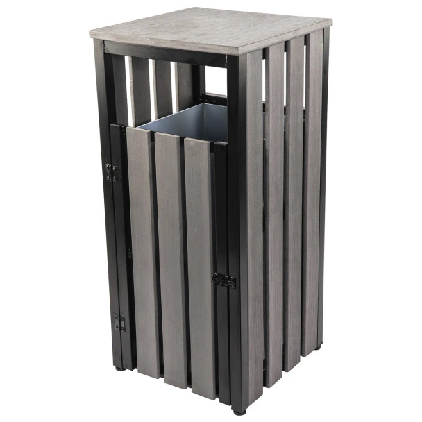 Lorell Faux Wood Outdoor Waste Bin-Charcoal Grey