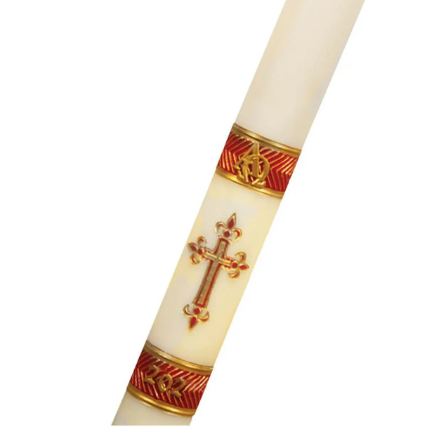 Dadant Paschal Candle Fleur de Lis Red 3 x 48"