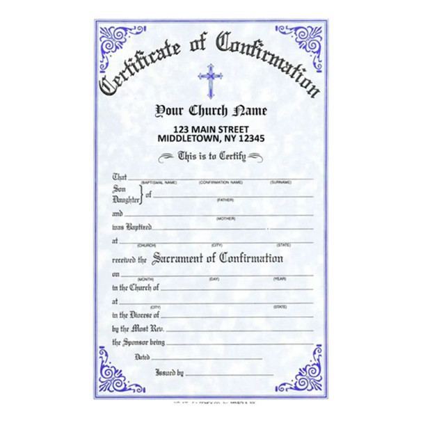 Remey Imprinted Confirmation Certificate Qty-200
