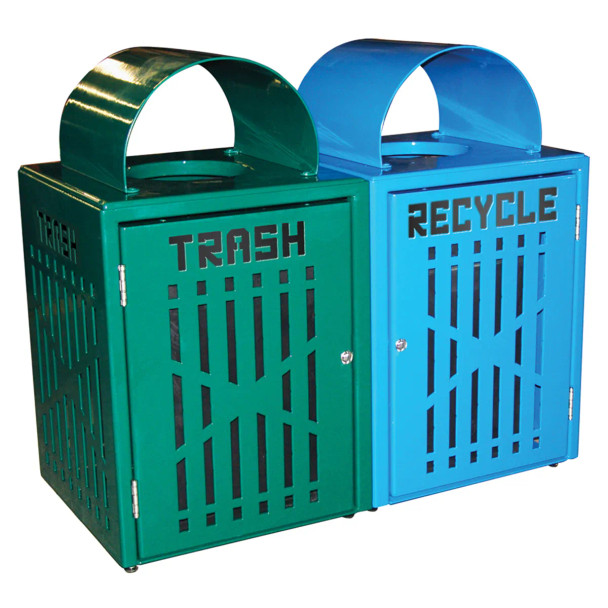 Leisure Craft 32 Gallon Diamond Trash/Recycling Bins w Doors
