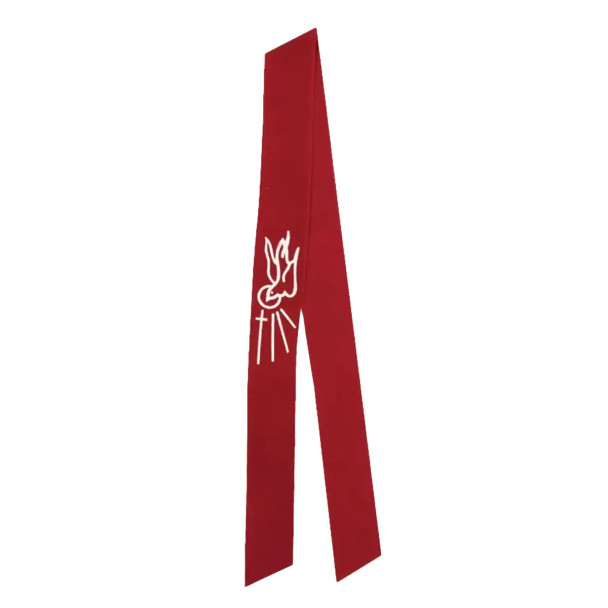 Harbro Confirmation Scarf Red w White Dove 4"x40"
