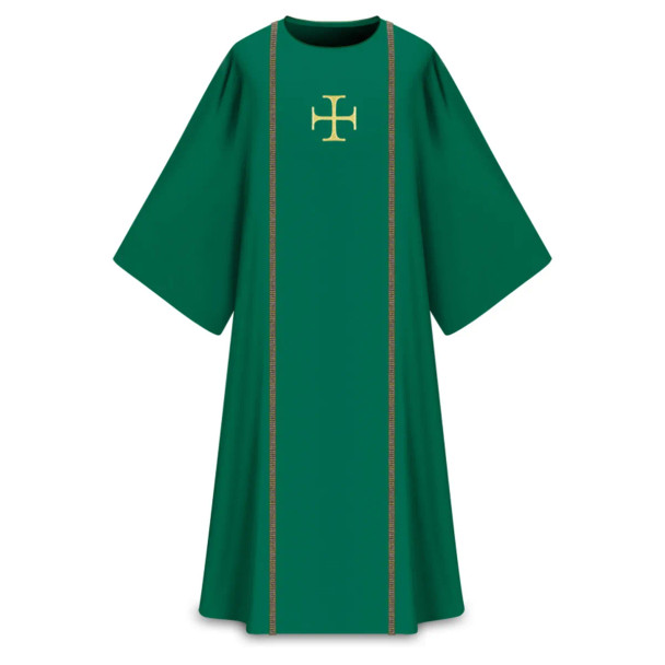 Slabbinck Dalmatic with Embroidered Cross-Green