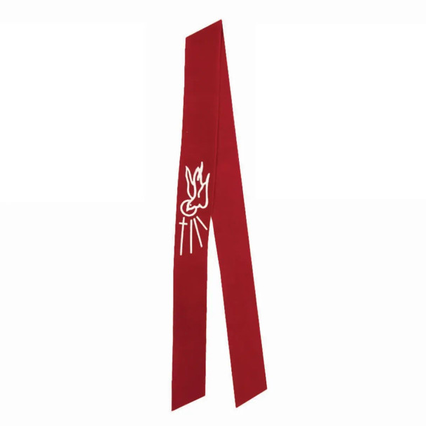 Harbro Confirmation Scarf Red w White Dove 4"x40"