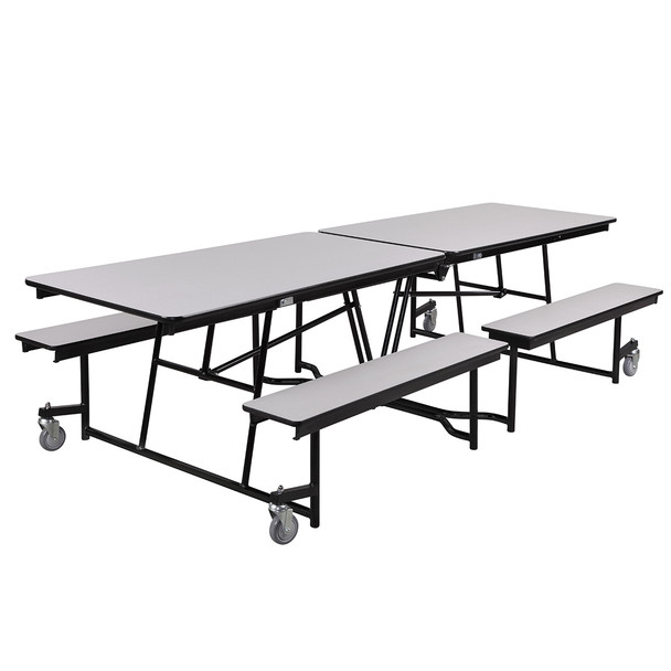 NPS 10' Mobile Bench Cafeteria Table, MDF Core, Protect Edge, Black Frame