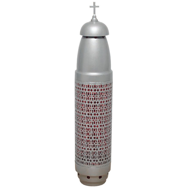 Alviti 9767PCF Cemetery Light Silver/Red w Stake Filigree Design