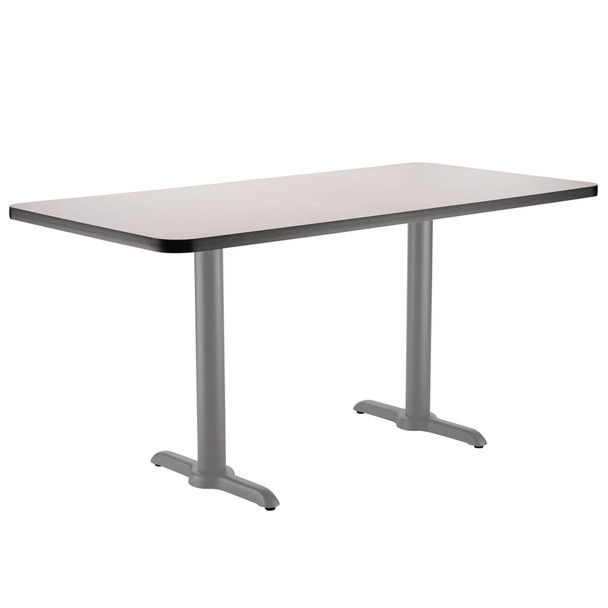 NPS Café Table, 24"x60", Grey T-Base, 30" H, MDF Core/Protect Edge