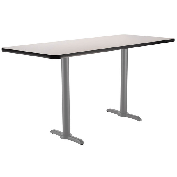NPS Café Table, 24"x60", Grey T-Base, 36" H, MDF Core/Protect Edge