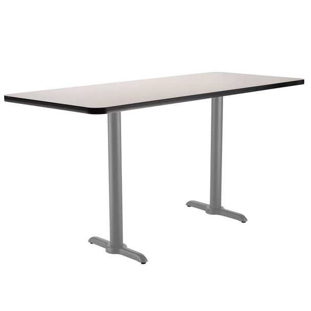 NPS Café Table, 24"x72", Grey T-Base, 36" H, MDF Core/Protect Edge