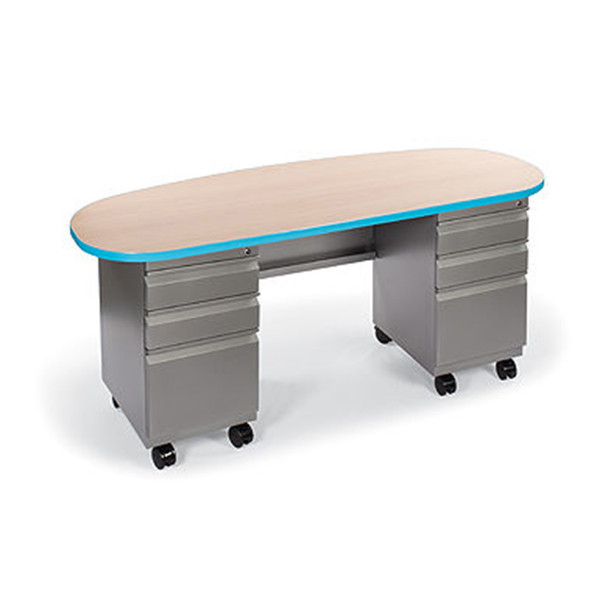 Smith System 28" x 72" Double Bullet Teacher Desk w Two Pedestals B/B/F