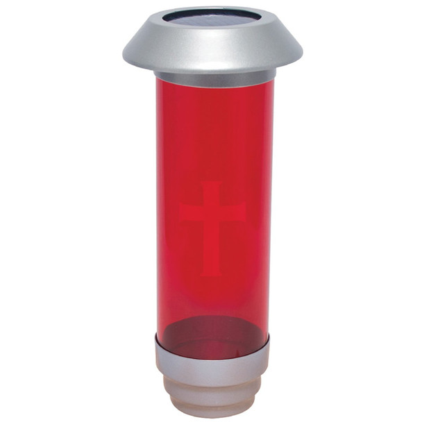 Alviti 9873PC Solar Cemetery Light Silver/Red w Stake