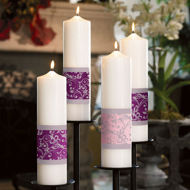 Will & Baumer Advent Pillar Candle Set Emmanuel Collection 3" x 12" 3 Purple/1 Pink