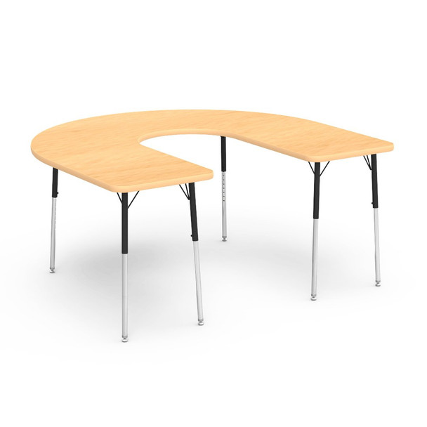 Virco 4000 Series 60" x 66" Deep Cut Horseshoe Activity Table 22" - 30" H