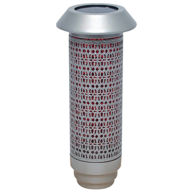 Alviti 9873PCF Solar Cemetery Light Silver/Red w Stake Filigree Design