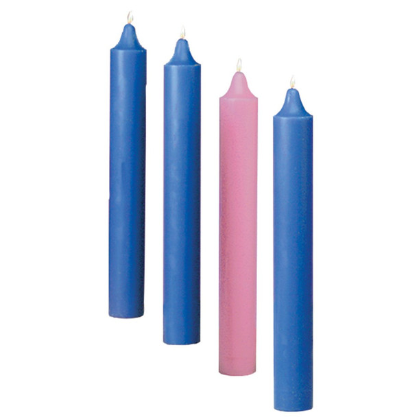 Emkay Advent Candle Set 12" x 1 1/2" 3 Blue/1 Pink Plain End