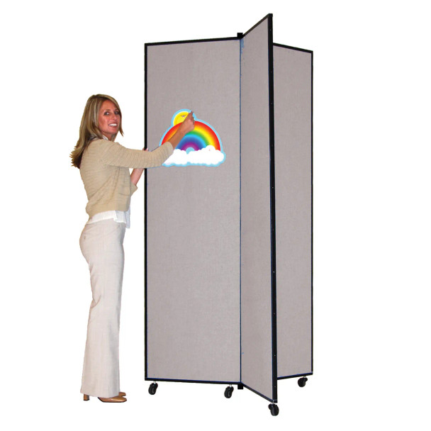 Screenflex Three-Panel Mobile Display Tower 6' 5"H