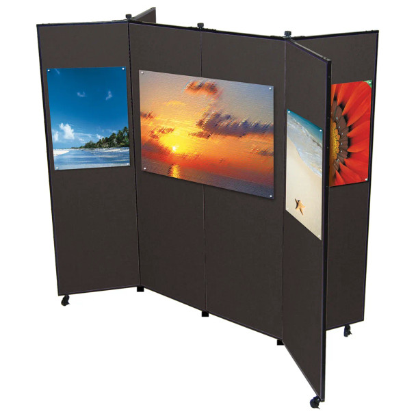 Screenflex Six-Panel Mobile Display Tower 6' 5"H