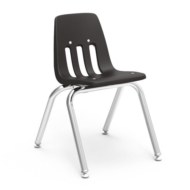 Virco 9000 Series 14" Chair, Black Seat, Chrome Frame