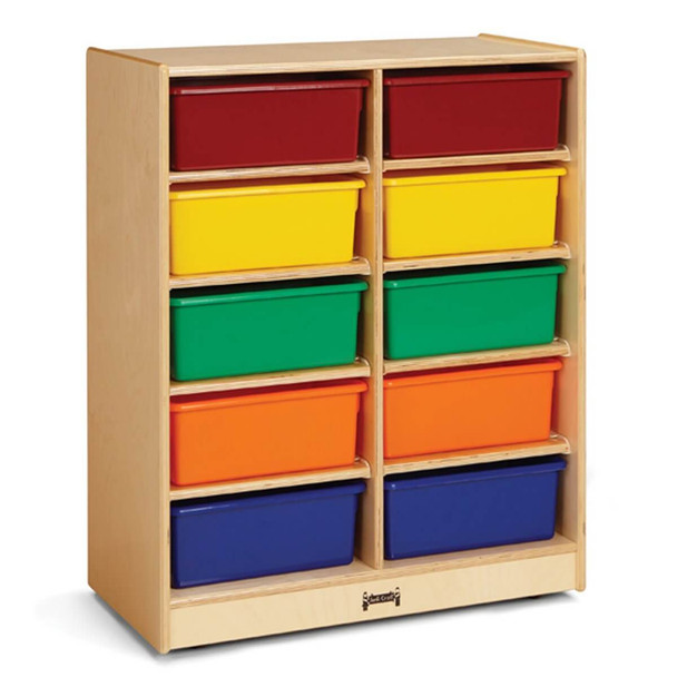 Jonti-Craft Mobile Storage Unit w 10 Multi-Colored Tubs