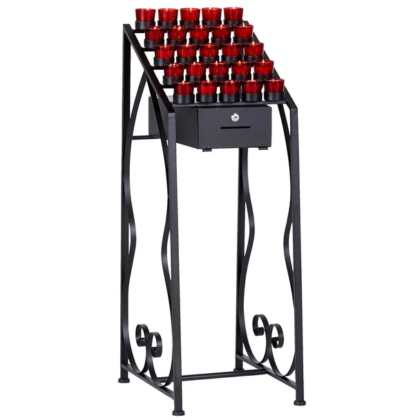 Sudbury Brass Votive Stand with Locking Offering Box-25 Cup