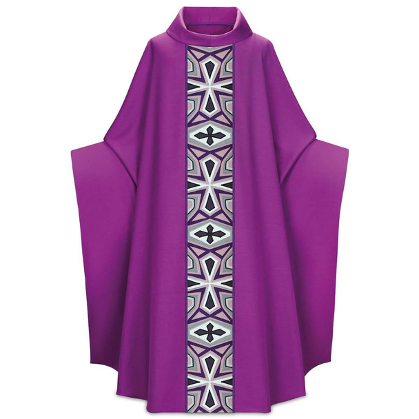 Slabbinck Monastic Chasuble In Dupion Fabric Purple - 53" Long