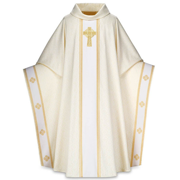 Slabbinck Monastic Chasuble In Celtic Fabric White- 53" Long