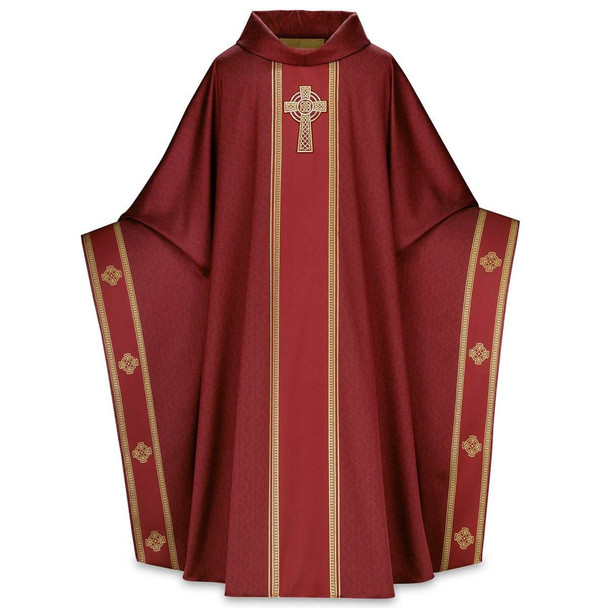 Slabbinck Monastic Chasuble In Celtic Fabric Red- 53" Long