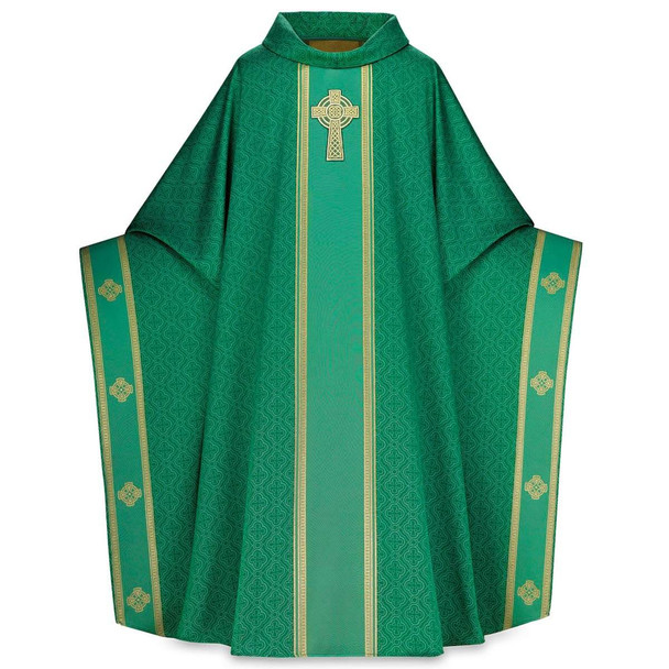 Slabbinck Monastic Chasuble In Celtic Fabric Green- 53" Long