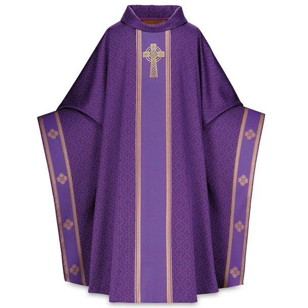 Slabbinck Monastic Chasuble In Celtic Fabric Purple- 53" Long