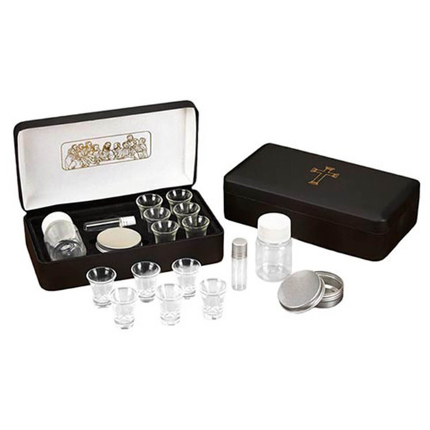 Sudbury Brass Last Supper Metal Hinged Portable Communion Set