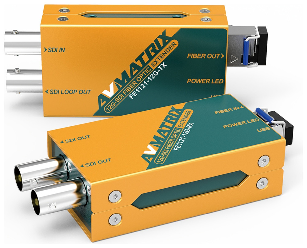 AVMatrix FE1121-12G 10km 12G-SDI Fiber Optic Extender - Image 1