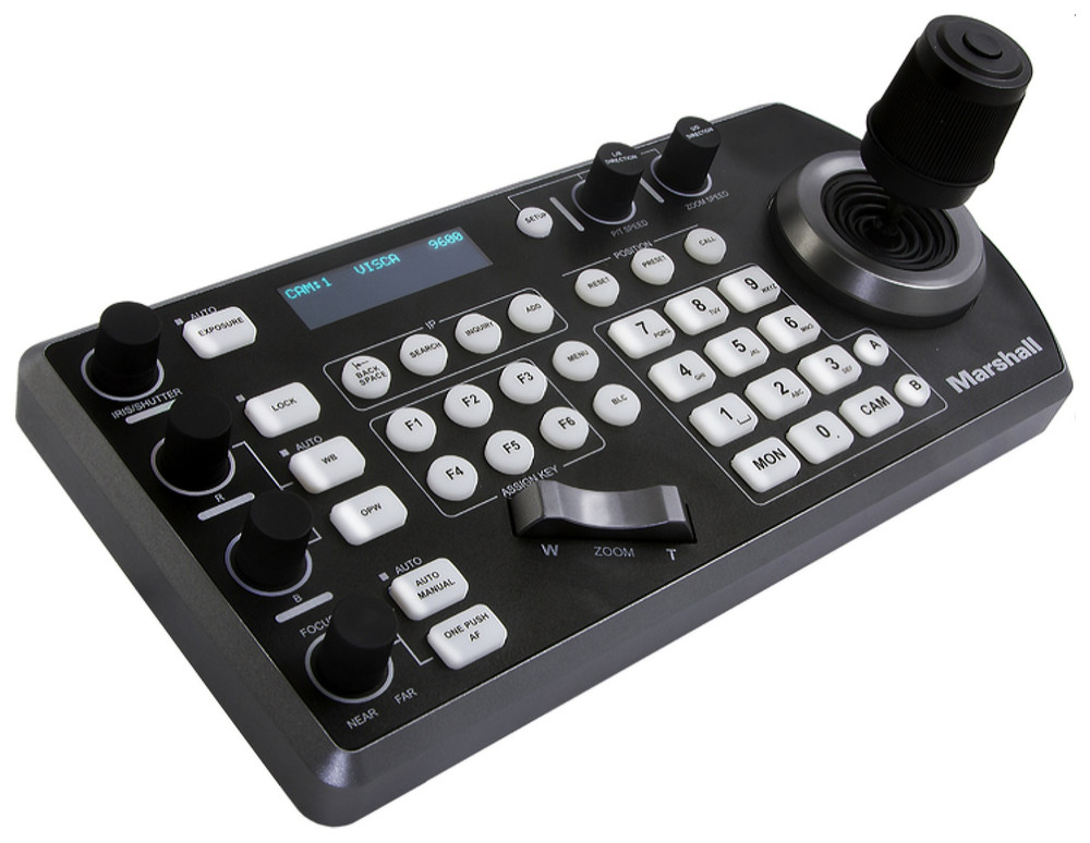 Marshall Compact IP PTZ Joystick Controller supports multiple protocols over IP, RS232, RS422 - Image 1