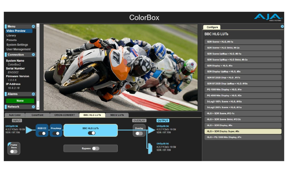AJA AJA ColorBox License for BBC HLG LUTs - Image 1