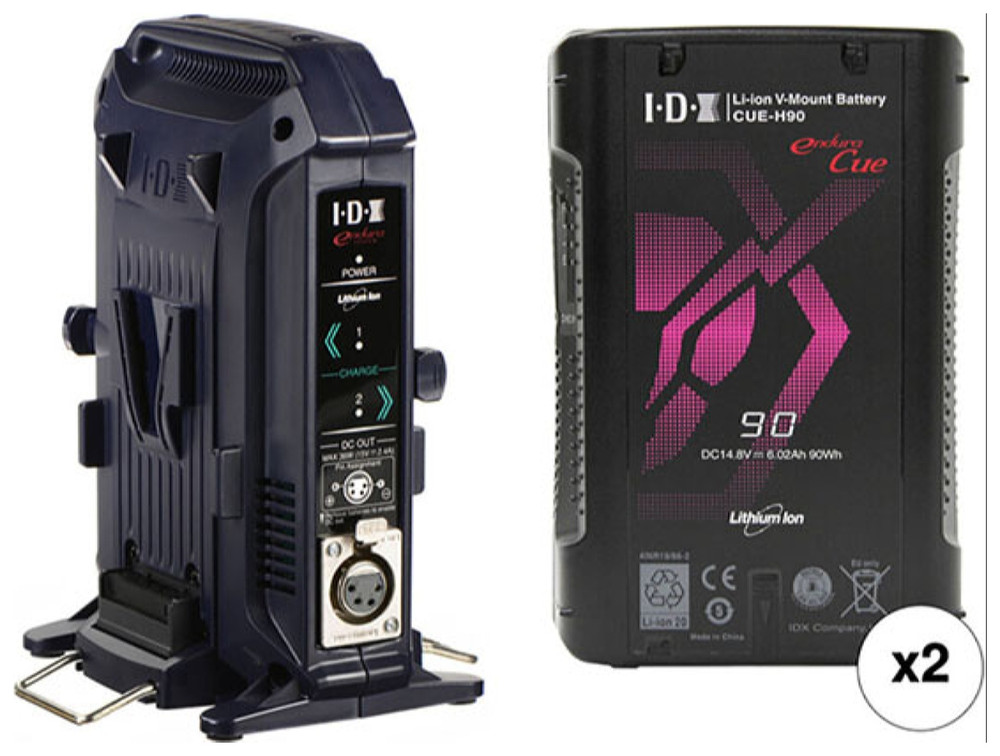 IDX Bundle Includes 2x ID-CUE-H90 Batteries and 1x VL-2X 2-Channel Sequential Quick Charger - Image 1