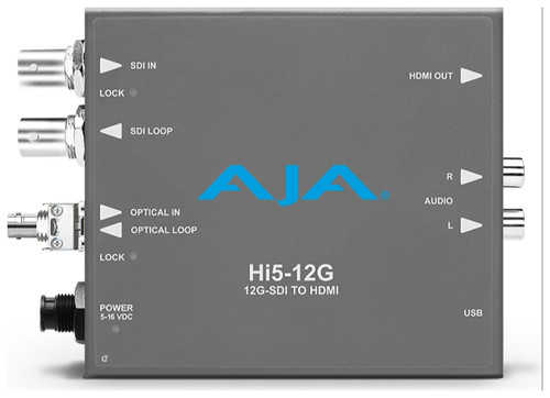 AJA Hi5 12G-SDI to HDMI 2.0 Converer with ST Fiber Receiver - Image 1