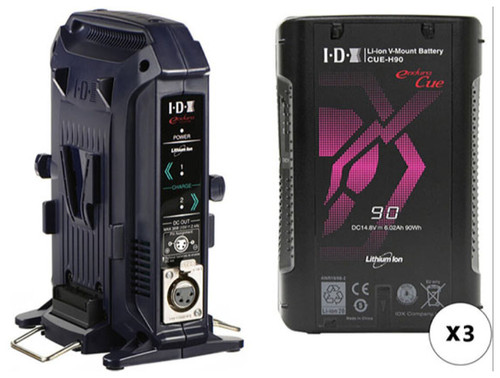 IDX Bundle Includes 3x ID-CUE-H90 Batteries and 1x VL-2X 2-Channel Sequential Quick Charger - Image 1