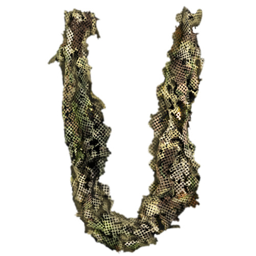 Carcajou Tactical Multicam Ghillie Wrap 3D folded into a U shape over a white background.