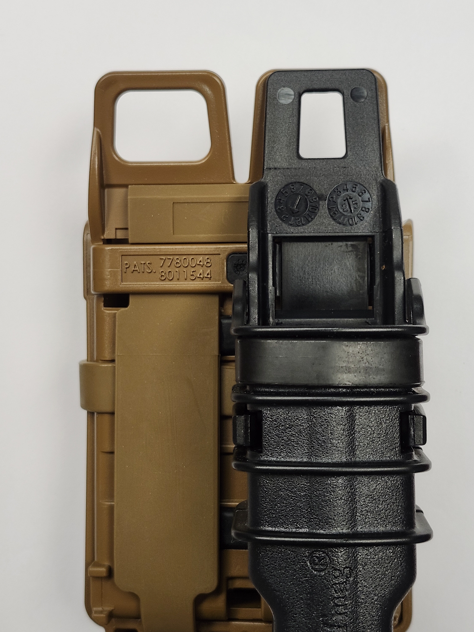 FASTmag Gen 4 vs Gen 5 — note the wider tabs on the latest design for improved MOLLE compatibility.