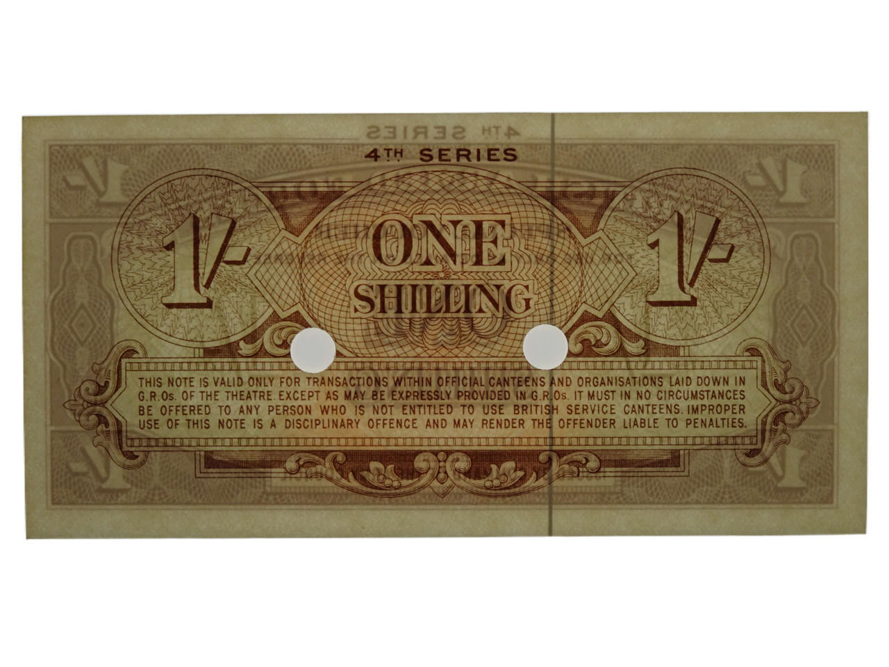 1962 1 Shilling British Armed Forces 4th Series Banknote