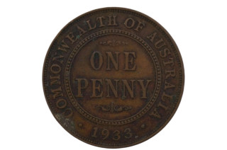  1933 Penny George V in Very Fine Condition 