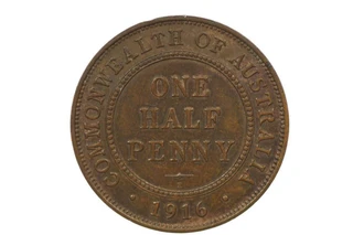 1916 Halfpenny George V in about Extremely Fine Condition