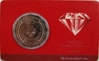 2007 Royal 60th Wedding Anniversary 50 Cent Uncirculated Coin