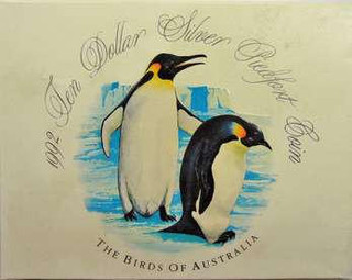 1992 Ten Dollar Silver Piedfort Proof Coin The Birds of Australia Emperor Penguin