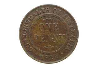 1922 Penny Variety Ghosting and Cud Error in Fine Condition