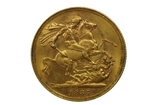 1887 Melbourne Mint Gold Full Sovereign in Almost Extremely Fine Condition