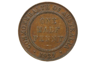 1929 Half Penny George V in Very Fine Condition