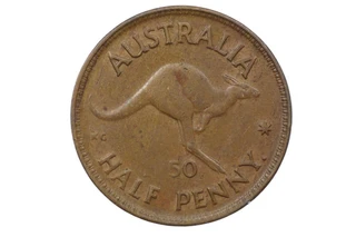 1950 Y. Halfpenny Variety Error Filled Die in Very Fine Condition