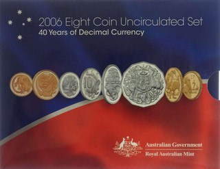 2006 Eight Coin Uncirculated Set 40 Years of Decimal Currency 2006 Eight Coin Uncirculated Set 40 Years of Decimal Currency