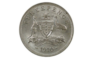 1910 Threepence Edward VII in Uncirculated Condition